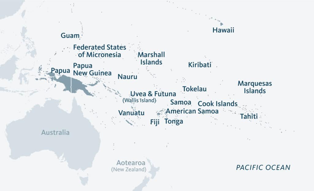 A map of the Pacific region including New Zealand and Australia, which is where Telemedia provides it's services (excluding Australia).