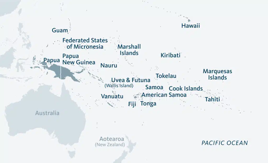 A map of the Pacific region including New Zealand and Australia, which is where Telemedia provides it's services (excluding Australia).